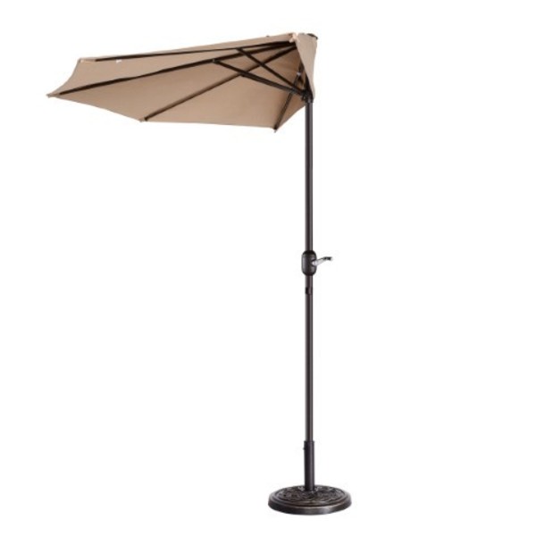 Nature Spring Nature Spring 9Ft Half Patio Umbrella, Beige 301700FHU